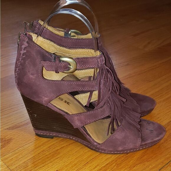 Trask Shoes - Trask Cabernet suede tassel wedges